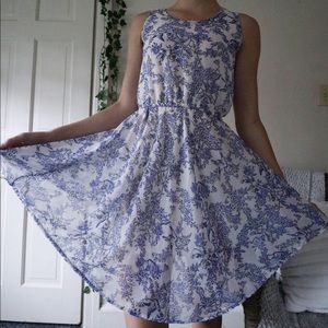 Floral bird print dress